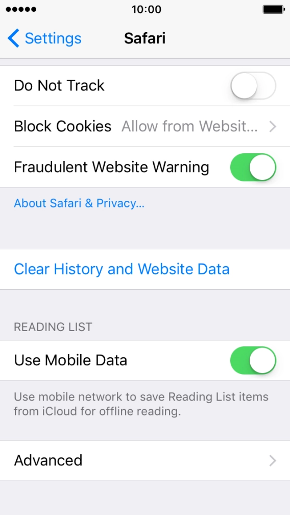 Press Clear History and Website Data. Press Clear History and Website Data.
