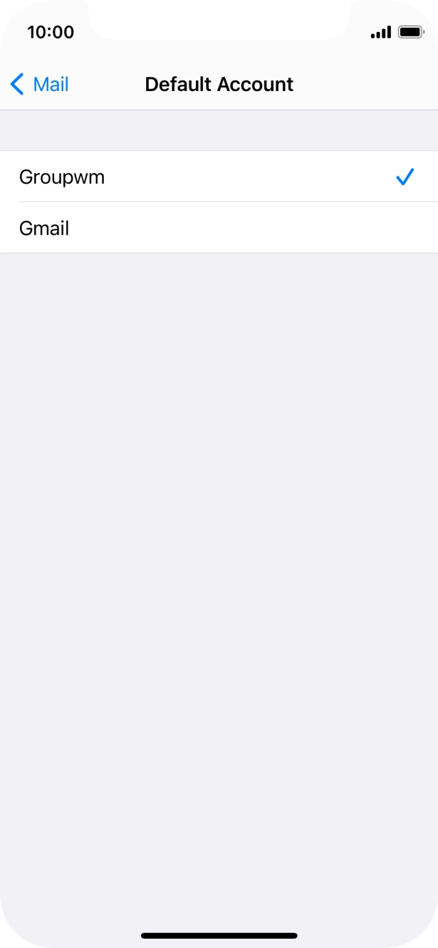 Press the required email account to select the email account as your default account.