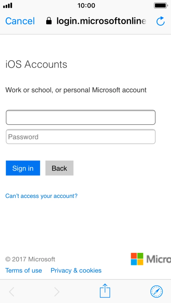 Press Password and key in the password for your email account.