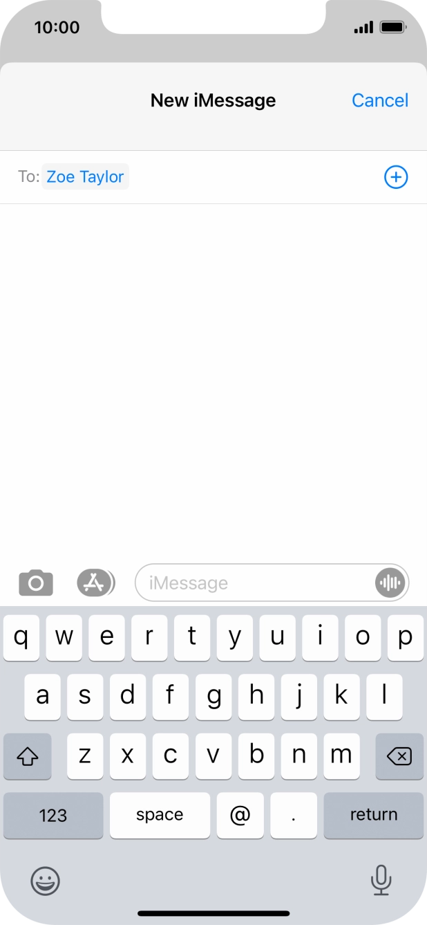 If the recipient can receive iMessages, iMessage is displayed in the text input field. If the recipient can receive iMessages, iMessage is displayed in the text input field.