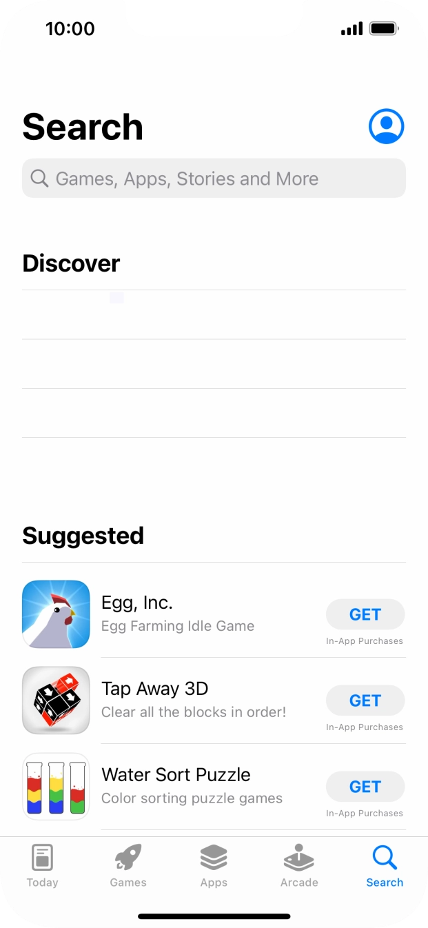 Press the search field and key in the name or subject of the required app.