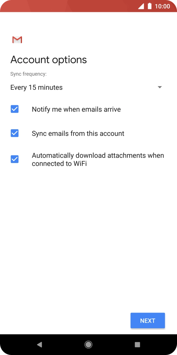 If this screen is displayed, you email account has been recognised and set up automatically. Follow the instructions on the screen to key in more information and finish setting up your phone.