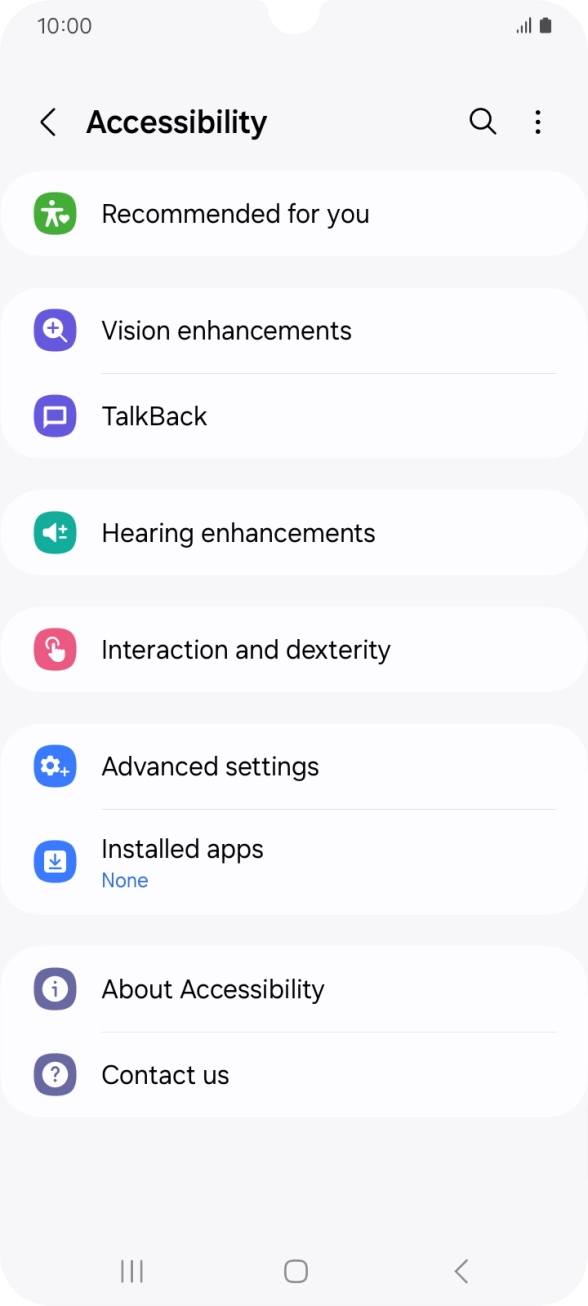 Press Vision enhancements and follow the instructions on the screen to select the required settings.
