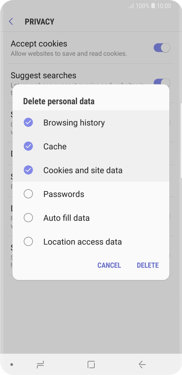Press the required data types.