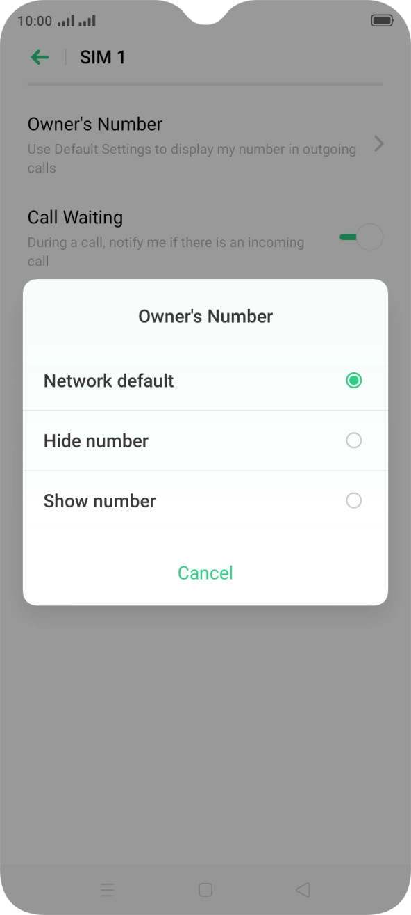 Press Show number to turn on caller identification.
