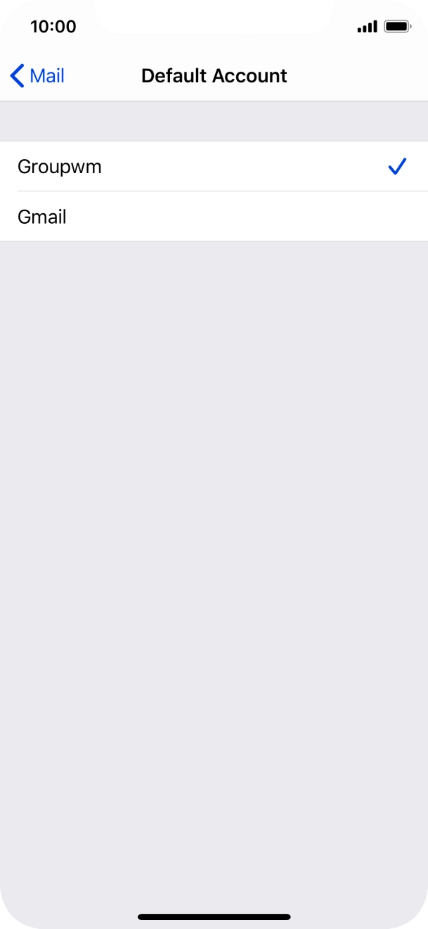 Press the required email account to select the email account as your default account.