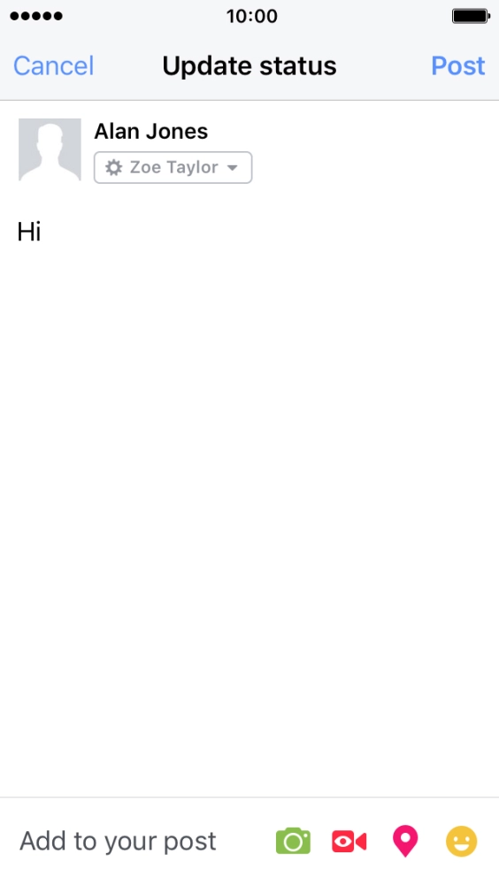 Write the required text and press Post. Write the required text and press Post.