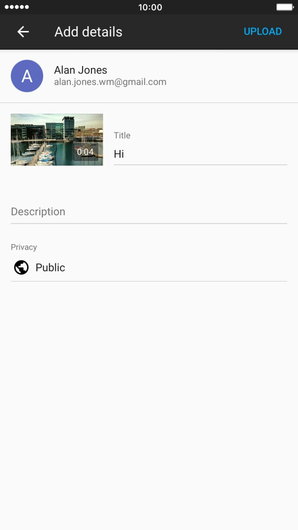Write the required text and press UPLOAD.