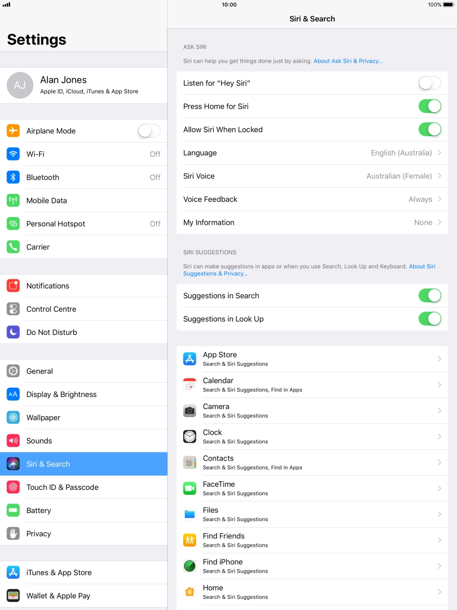 Press the indicator next to 