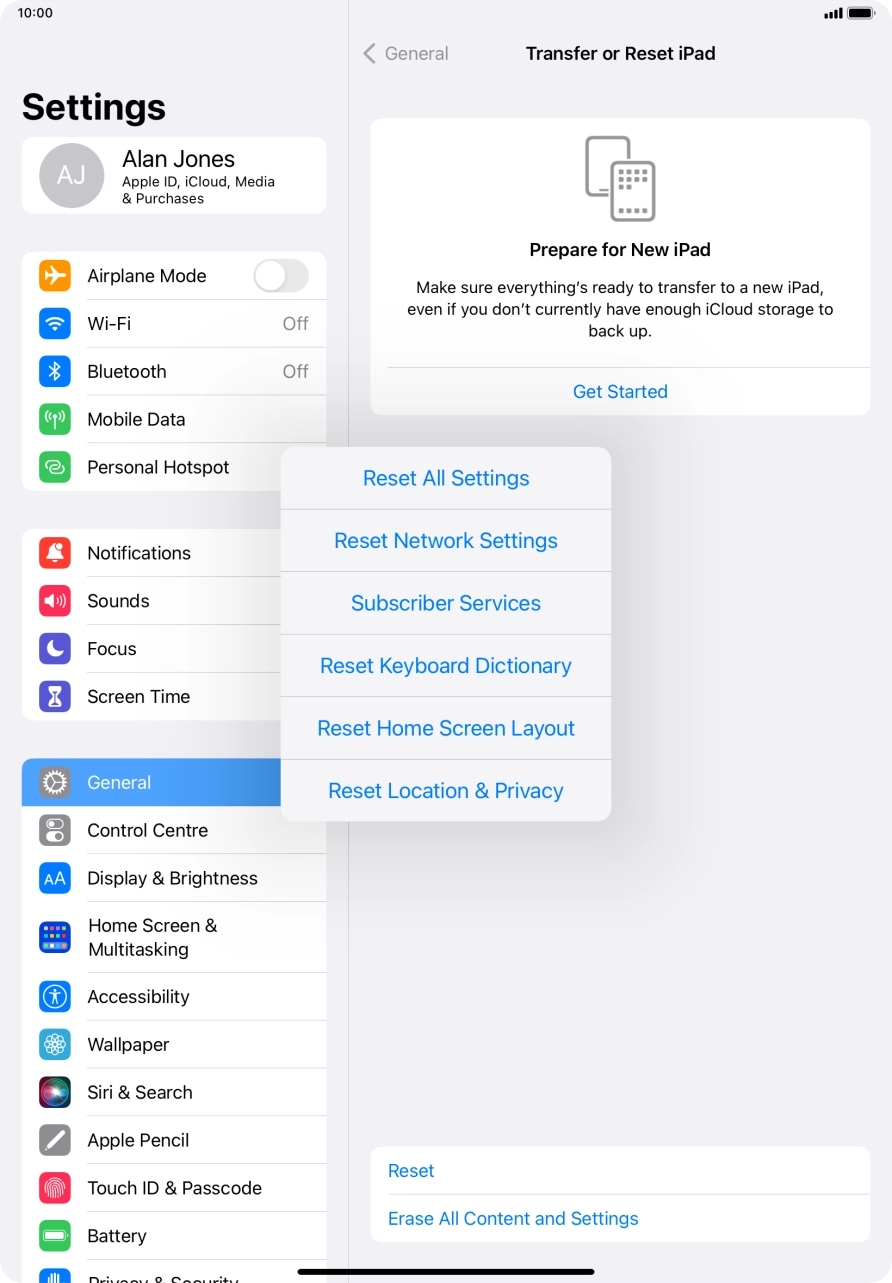 Press Reset All Settings. Press Reset All Settings.