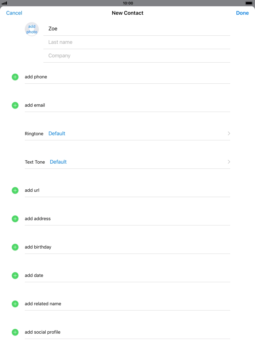 Press Last name and key in the last name.