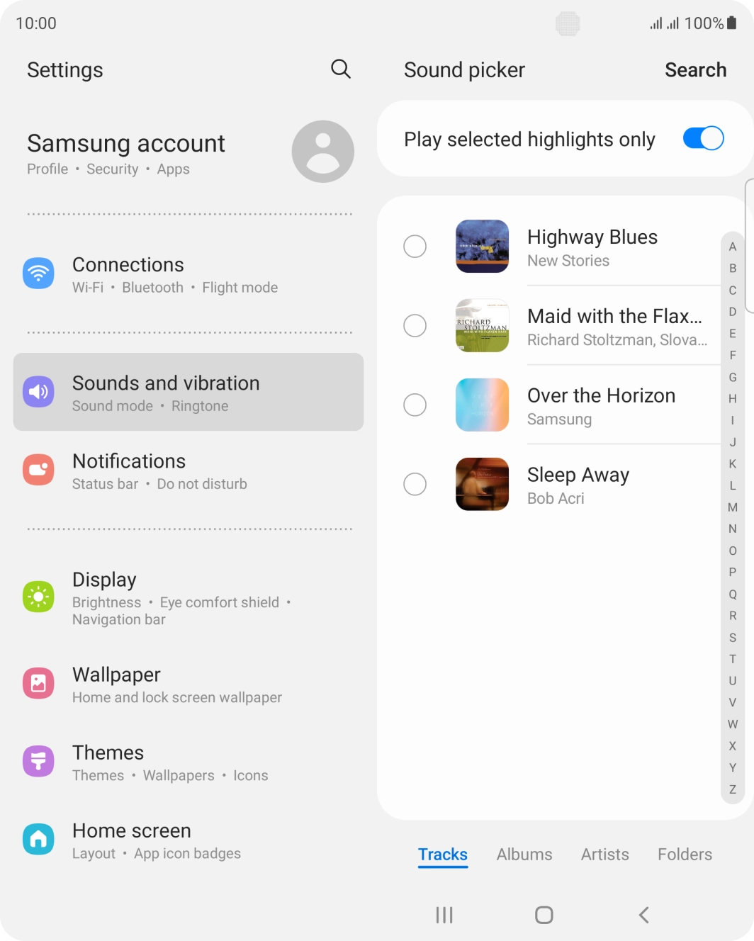 Press the different ring tones to hear them.