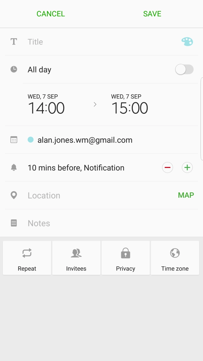Press Title and key in the subject for the appointment.