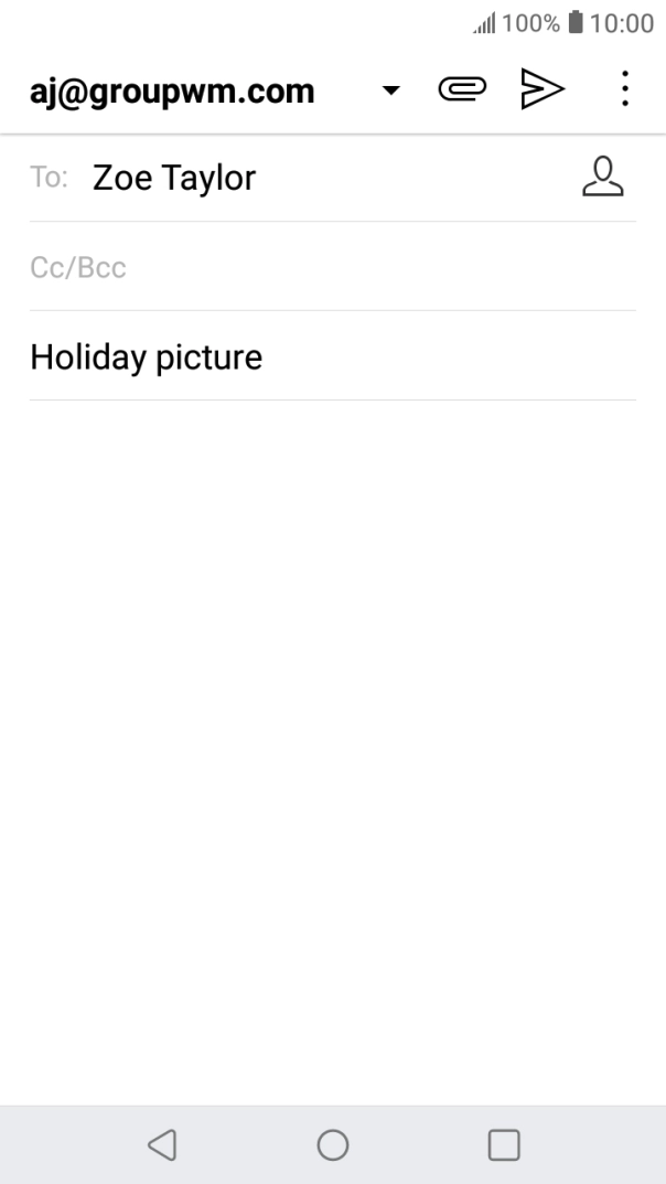 Press the text input field and write the text for your email.