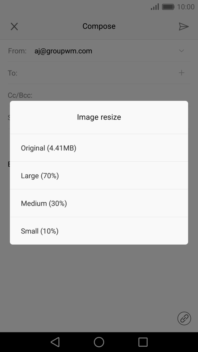 Press the required setting.