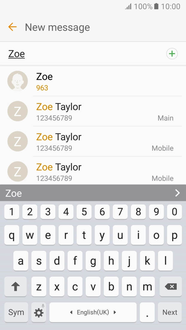Press the required contact. Press the required contact.