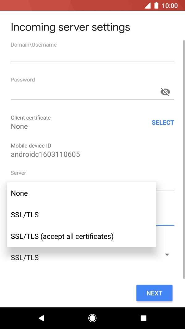 Press the required setting.