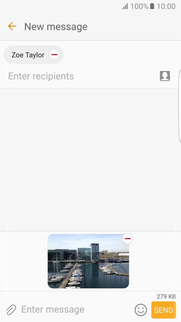 Press the text input field and write the text for your picture message.