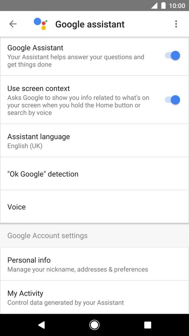 Press Personal info and follow the instructions on the screen to select phone owner settings.