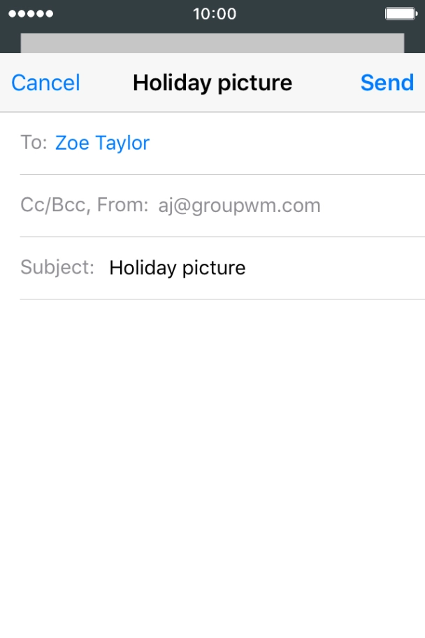 Press the text input field and write the text for your email.