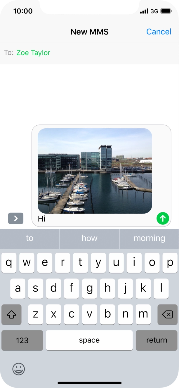 Write the text for your picture message and press the send icon.