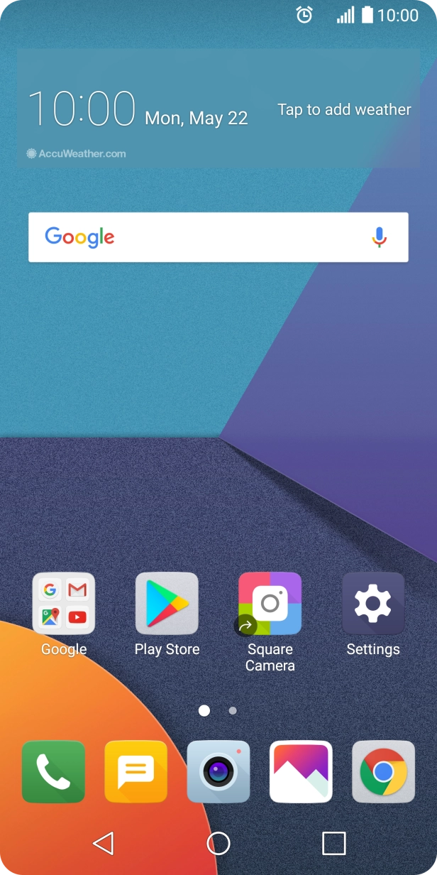 The alarm icon shows that the alarm is set.