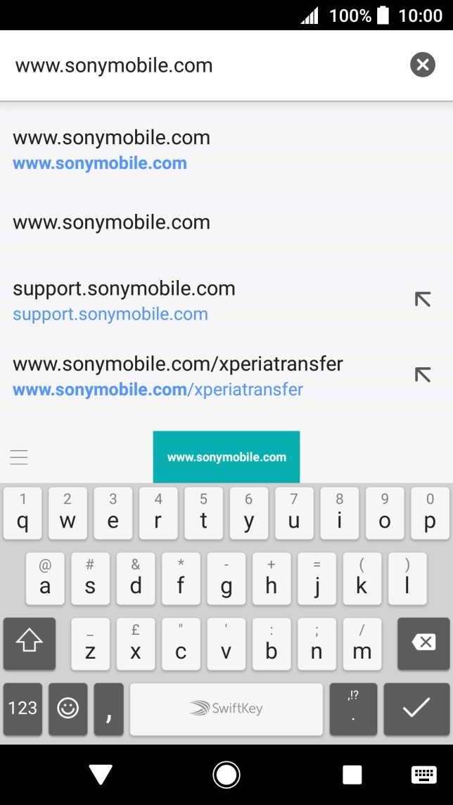 Key in the address of the required web page and press the confirm icon.
