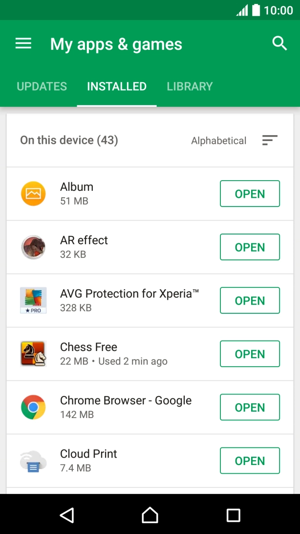Press the required app.