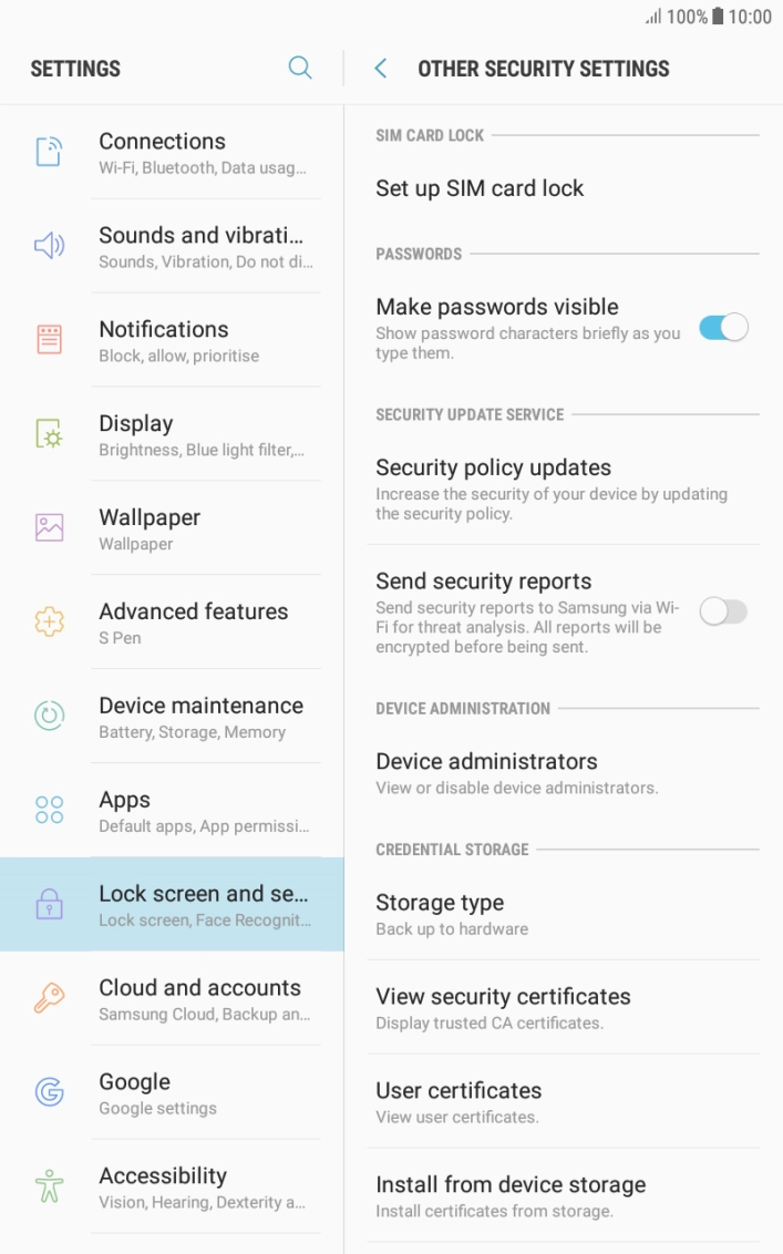 Press Set up SIM card lock. Press Set up SIM card lock.