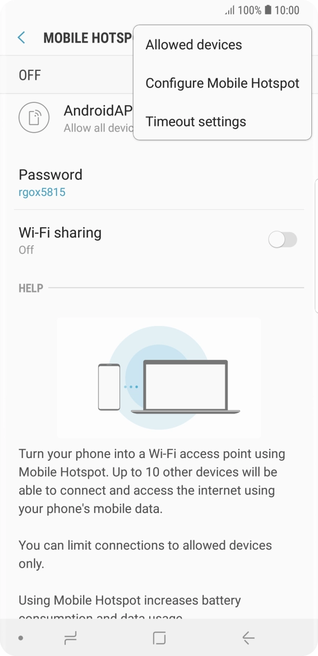 Press Configure Mobile Hotspot. Press Configure Mobile Hotspot.