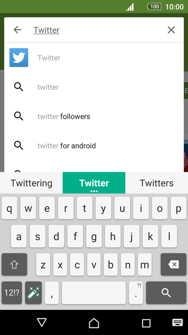 Key in Twitter and press the search icon.