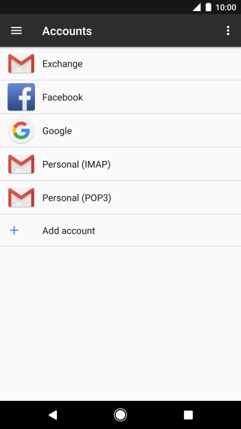 Press the required email account type. Press the required email account type.