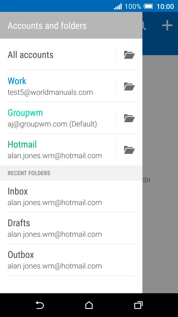 Press the required email account.