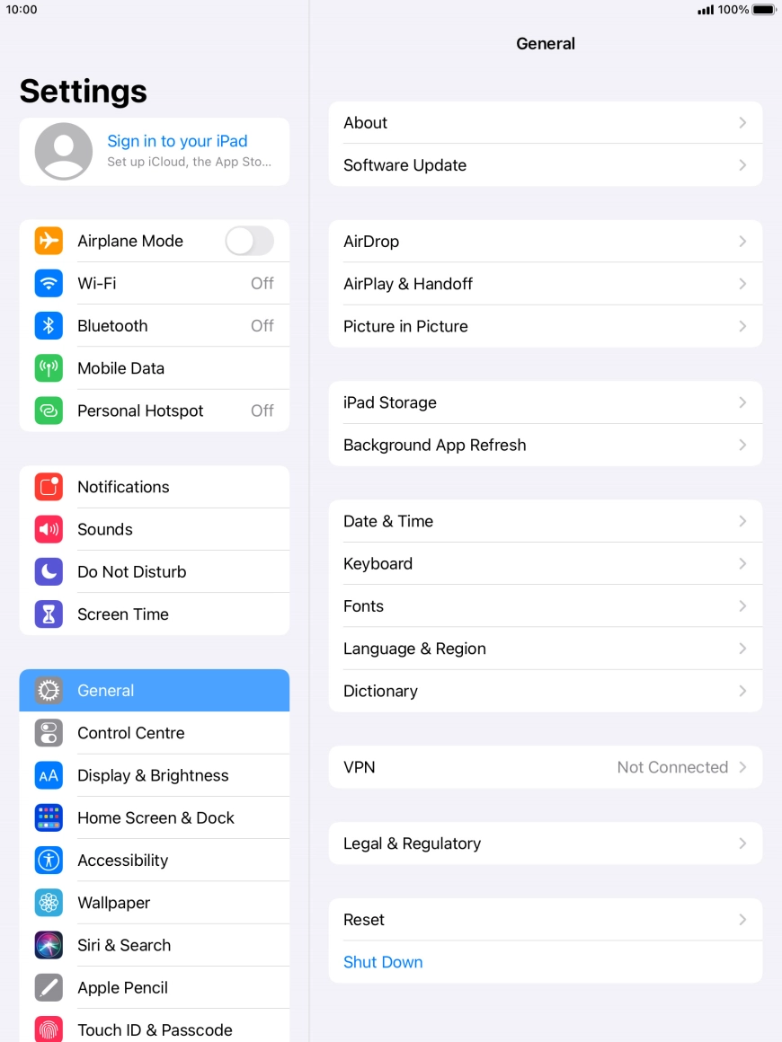 Press Sign in to your iPad. Press Sign in to your iPad.
