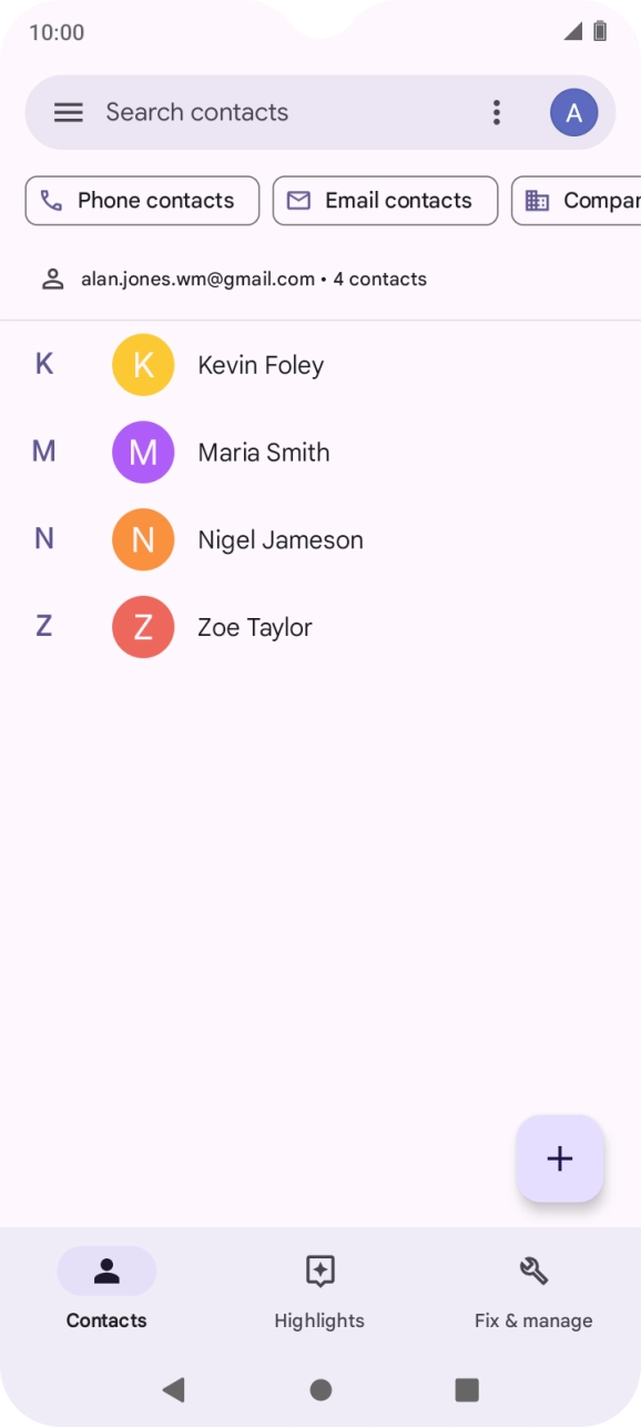 Press the new contact icon. Press the new contact icon.