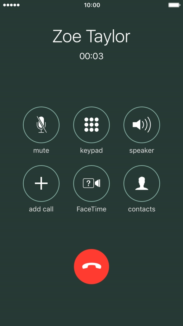 Press the end call icon to end the call. Press the end call icon to end the call.