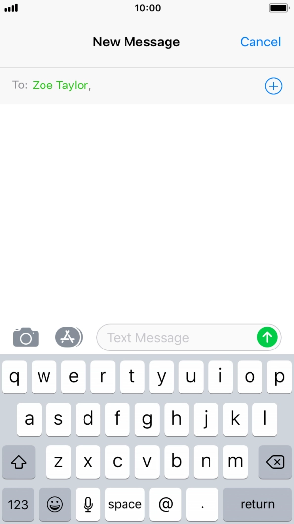 Press the text input field and write the text for your text message.