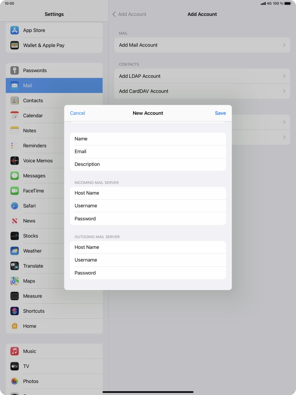 Press Save. Your email account has now been set up. To select more settings for incoming and outgoing server, proceed with the following steps.