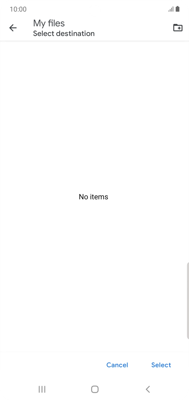 To create a new folder, press the new folder icon and follow the instructions on the screen to create a new folder.