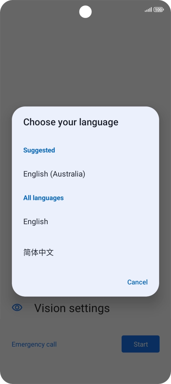 Press the required language.