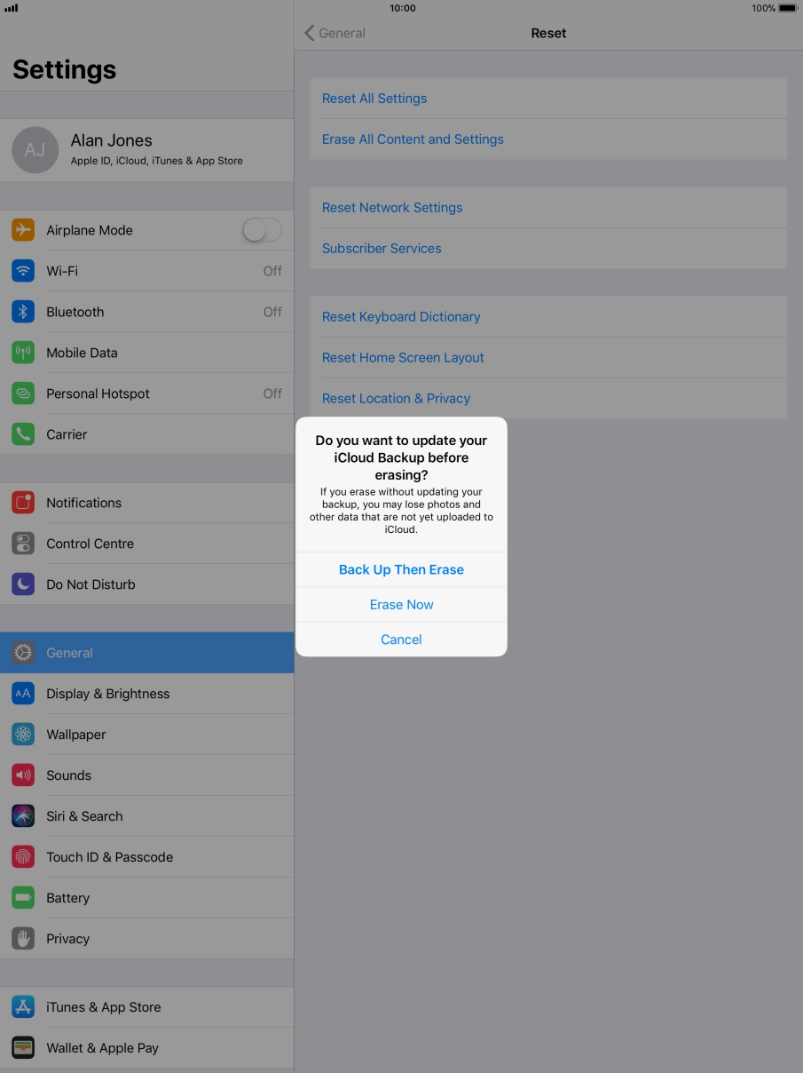 Press the required setting. Press the required setting.