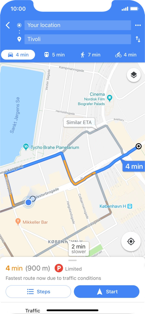 Press the required mode of transportation.