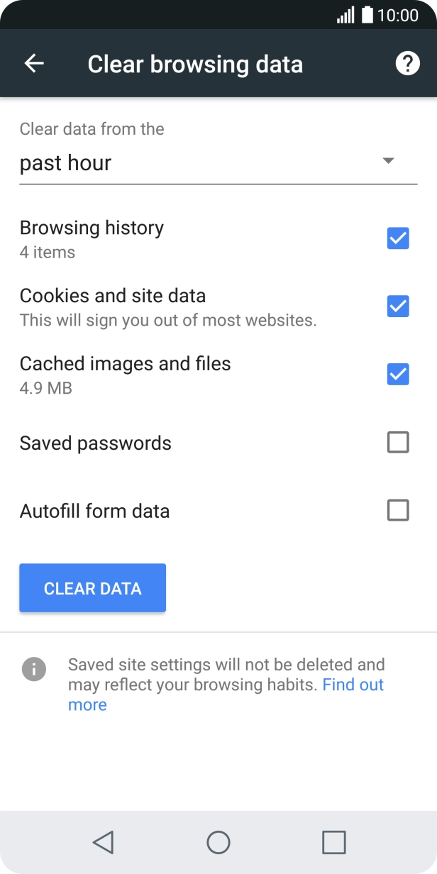 Press the required data types. Press the required data types.