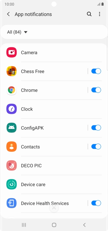 Press the indicators next to the required apps to turn the function on or off. Press the indicators next to the required apps to turn the function on or off.