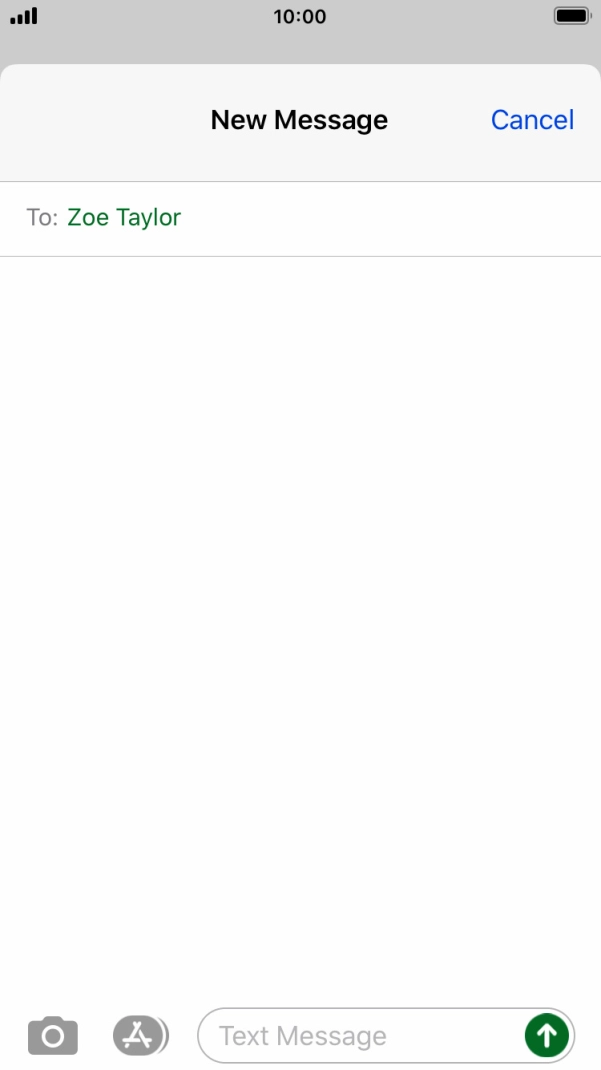 Press the text input field and write the text for your text message.