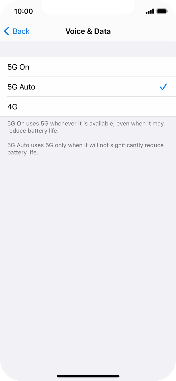 To turn on use of 5G primarily, press 5G On.