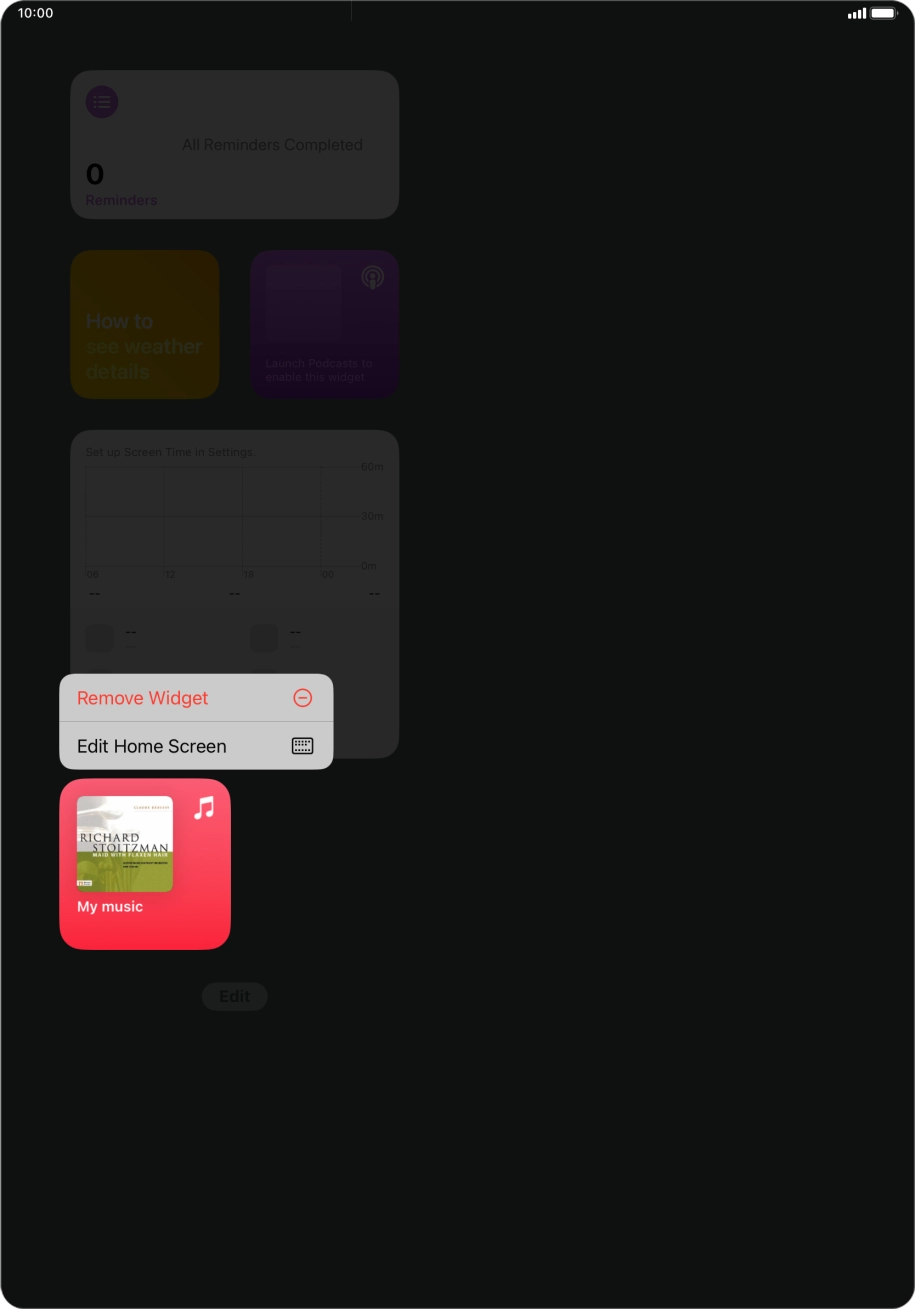 Press the required widget.