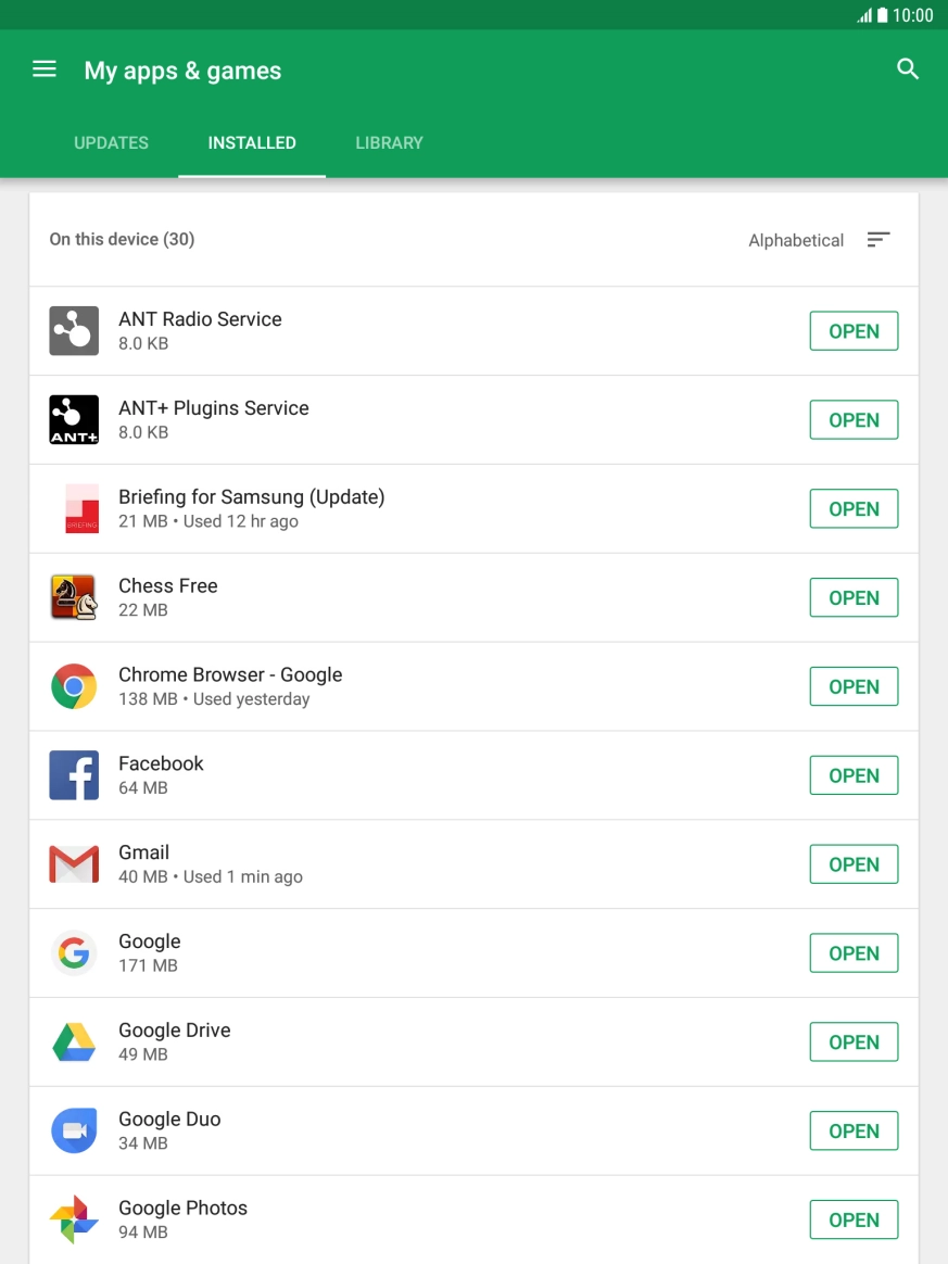 Press the required app.