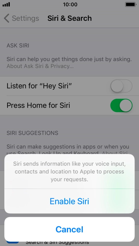Press Enable Siri.