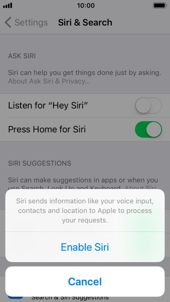 Press Enable Siri. Press Enable Siri.